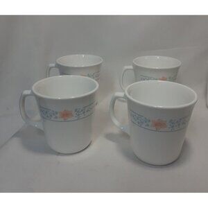 Set of 4 Corning Corelle Apricot Grove Handled Coffee Cups Mugs Microwave Safe